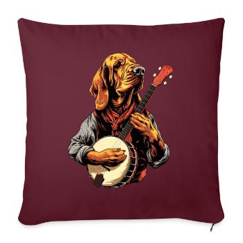 Bloodhound Dog Joueur de banjo bluegrass - Housse de coussin décorative 45 x 45 cm - bordeaux - Devant