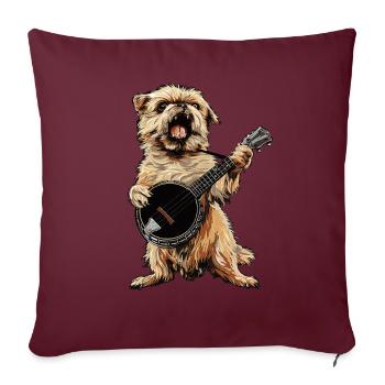 Brussels Griffon Dog Joueur de banjo bluegrass - Housse de coussin décorative 45 x 45 cm - bordeaux - Devant