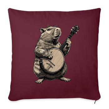 Capybara Capibara Joueur de banjo Bluegrass - Housse de coussin décorative 45 x 45 cm - bordeaux - Devant