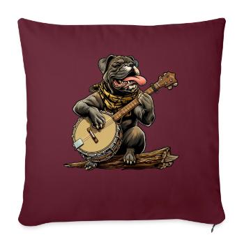 Bullmastiff Chien Joueur de Banjo Bluegrass - Housse de coussin décorative 45 x 45 cm - bordeaux - Devant