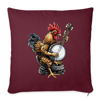 Joueur de banjo Bluegrass Chicken Farmer - Housse de coussin décorative 45 x 45 cm - bordeaux - Devant