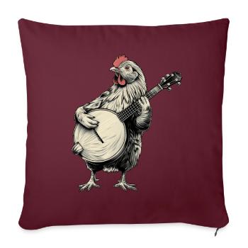 Joueur de banjo Bluegrass Chicken Farmer - Housse de coussin décorative 45 x 45 cm - bordeaux - Devant