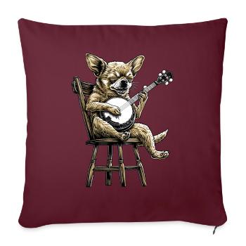 Chihuahua chien Bluegrass Joueur de banjo - Housse de coussin décorative 45 x 45 cm - bordeaux - Devant