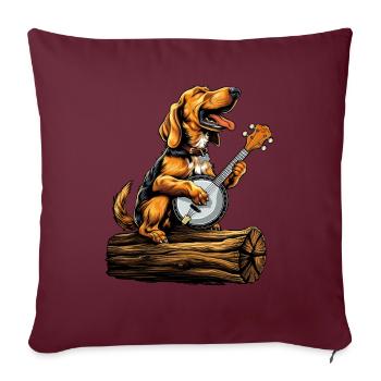 Coonhound Dog Joueur de banjo bluegrass - Housse de coussin décorative 45 x 45 cm - bordeaux - Devant