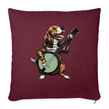 Coonhound Dog Joueur de banjo bluegrass - Housse de coussin décorative 45 x 45 cm - bordeaux - Devant