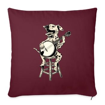 Chien dalmatien Joueur de banjo bluegrass - Housse de coussin décorative 45 x 45 cm - bordeaux - Devant