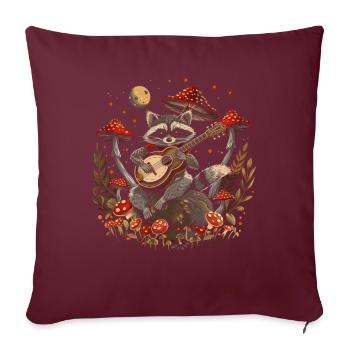 Cottagecore esthétique raton laveur jouant de la guitare Pil - Housse de coussin décorative 45 x 45 cm - bordeaux - Devant