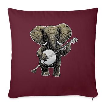 Éléphant Animal Joueur de banjo Bluegrass - Housse de coussin décorative 45 x 45 cm - bordeaux - Devant