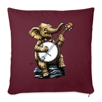Éléphant Animal Joueur de banjo Bluegrass - Housse de coussin décorative 45 x 45 cm - bordeaux - Devant