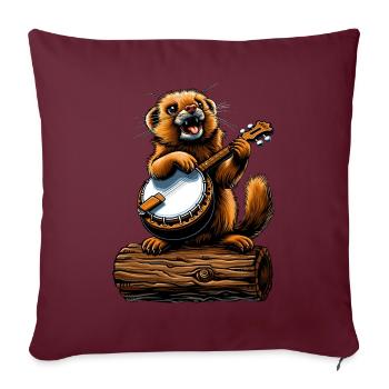 Ferret Pet Joueur de banjo bluegrass - Housse de coussin décorative 45 x 45 cm - bordeaux - Devant