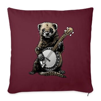 Ferret Pet Joueur de banjo bluegrass - Housse de coussin décorative 45 x 45 cm - bordeaux - Devant