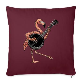 Flamingo Animal Joueur de banjo bluegrass - Housse de coussin décorative 45 x 45 cm - bordeaux - Devant