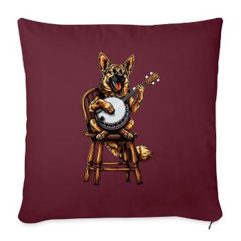 Berger allemand Joueur de banjo bluegrass - Housse de coussin décorative 45 x 45 cm - bordeaux - Devant