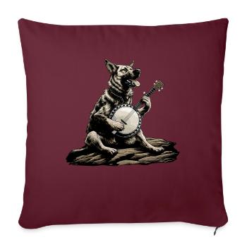 Berger allemand Joueur de banjo bluegrass - Housse de coussin décorative 45 x 45 cm - bordeaux - Devant