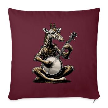 Girafe Animal Joueur de Banjo Bluegrass - Housse de coussin décorative 45 x 45 cm - bordeaux - Devant