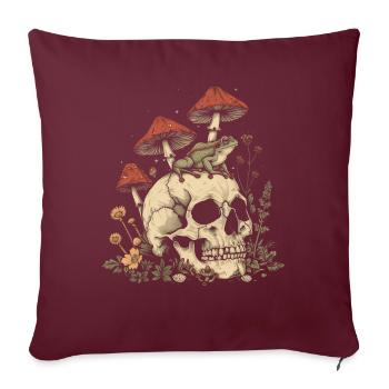 Cottagecore Ästhetischer Frosch-Totenkopf Pilz Wit - Sofakissenbezug 45 x 45 cm - Burgunderrot - Vorne