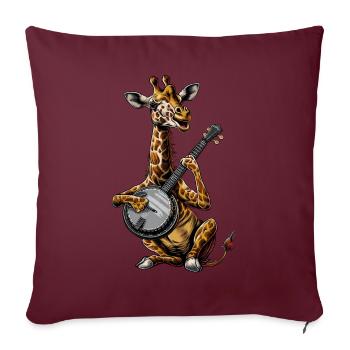 Girafe Animal Joueur de Banjo Bluegrass - Housse de coussin décorative 45 x 45 cm - bordeaux - Devant