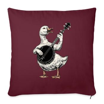 Oie Oie Canard Joueur de Banjo Bluegrass - Housse de coussin décorative 45 x 45 cm - bordeaux - Devant