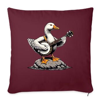 Oie Oie Canard Joueur de Banjo Bluegrass - Housse de coussin décorative 45 x 45 cm - bordeaux - Devant