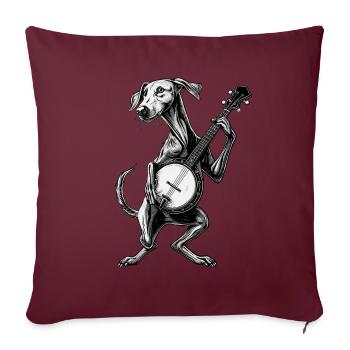 Greyhound Dog Joueur de banjo bluegrass - Housse de coussin décorative 45 x 45 cm - bordeaux - Devant