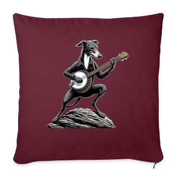 Greyhound Dog Joueur de banjo bluegrass - Housse de coussin décorative 45 x 45 cm - bordeaux - Devant
