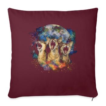 Chat Abyssin Lune Hurlante - Housse de coussin décorative 45 x 45 cm - bordeaux - Devant