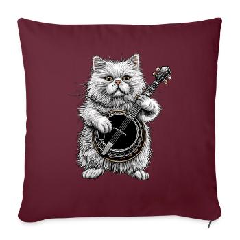 Chat de l’Himalaya Joueur de Banjo Bluegrass - Housse de coussin décorative 45 x 45 cm - bordeaux - Devant