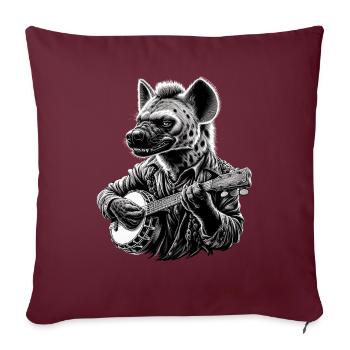 Hyena Animal Joueur de banjo bluegrass - Housse de coussin décorative 45 x 45 cm - bordeaux - Devant