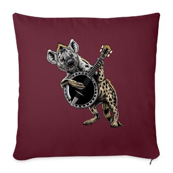 Hyena Animal Joueur de banjo bluegrass - Housse de coussin décorative 45 x 45 cm - bordeaux - Devant