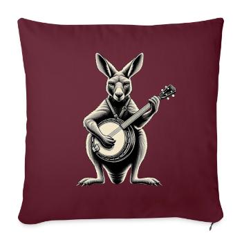 Kangaroo Australia Joueur de banjo bluegrass - Housse de coussin décorative 45 x 45 cm - bordeaux - Devant