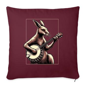 Kangaroo Australia Joueur de banjo bluegrass - Housse de coussin décorative 45 x 45 cm - bordeaux - Devant