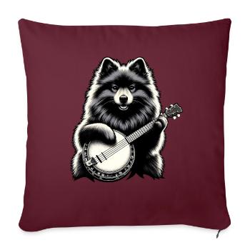 Keeshond Dog Joueur de banjo bluegrass - Housse de coussin décorative 45 x 45 cm - bordeaux - Devant