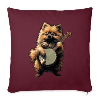 Keeshond Dog Joueur de banjo bluegrass - Housse de coussin décorative 45 x 45 cm - bordeaux - Devant
