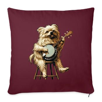 Chien maltais Joueur de banjo bluegrass - Housse de coussin décorative 45 x 45 cm - bordeaux - Devant