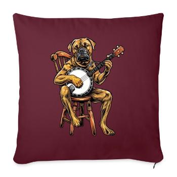 Mastiff Dog Joueur de banjo bluegrass - Housse de coussin décorative 45 x 45 cm - bordeaux - Devant