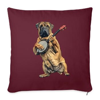 Mastiff Dog Joueur de banjo bluegrass - Housse de coussin décorative 45 x 45 cm - bordeaux - Devant