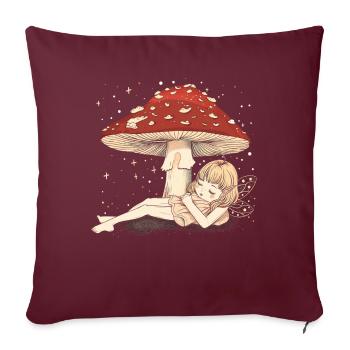 Cottagecore Ästhetische schlafende Fee Pilz Witchy - Sofakissenbezug 45 x 45 cm - Burgunderrot - Vorne