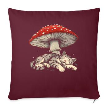 Cottagecore Esthétique Dormir Chat Gris Pil - Housse de coussin décorative 45 x 45 cm - bordeaux - Devant