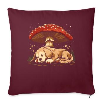 Cottagecore Esthétique Chien Dormant Champignon Sorcière - Housse de coussin décorative 45 x 45 cm - bordeaux - Devant