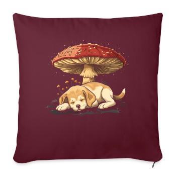 Cottagecore Ästhetischer Schlafhund Pilz Witchy - Sofakissenbezug 45 x 45 cm - Burgunderrot - Vorne