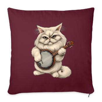 Chat persan Joueur de banjo bluegrass - Housse de coussin décorative 45 x 45 cm - bordeaux - Devant