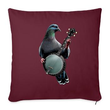 Pigeon Bird Joueur de banjo bluegrass - Housse de coussin décorative 45 x 45 cm - bordeaux - Devant