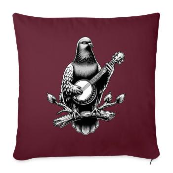 Pigeon Bird Joueur de banjo bluegrass - Housse de coussin décorative 45 x 45 cm - bordeaux - Devant