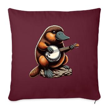 Joueur de banjo Bluegrass Platypus Animal - Housse de coussin décorative 45 x 45 cm - bordeaux - Devant