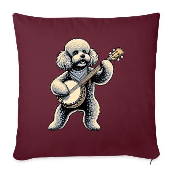 Caniche Chien Bluegrass Joueur de banjo - Housse de coussin décorative 45 x 45 cm - bordeaux - Devant