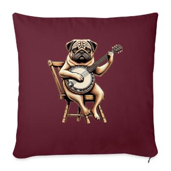 Carlin Chien Joueur de Banjo Bluegrass - Housse de coussin décorative 45 x 45 cm - bordeaux - Devant