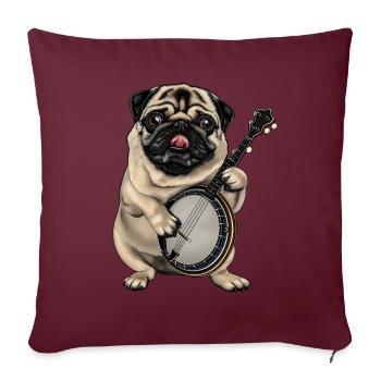 Carlin Chien Joueur de Banjo Bluegrass - Housse de coussin décorative 45 x 45 cm - bordeaux - Devant