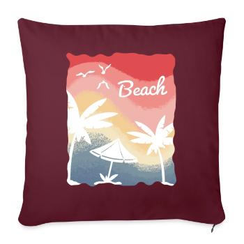 Plage mer Surf Vacances Palmiers - Housse de coussin décorative 45 x 45 cm - bordeaux - Devant