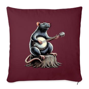Rat Mouse Joueur de banjo bluegrass - Housse de coussin décorative 45 x 45 cm - bordeaux - Devant