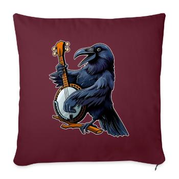 Raven Crow Joueur de banjo bluegrass - Housse de coussin décorative 45 x 45 cm - bordeaux - Devant
